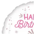 balon foliowy happy birthday prezenty dekoracja na urodziny bialo rozowy 18 rnd