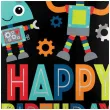 balon foliowy happy birthday roboty dekoracja na urodziny czarny 18 rnd