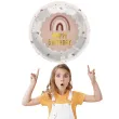 balon foliowy happy birthday tecza na rozowym tle folat 18 rnd