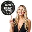 balon foliowy happy birthday to you dekoracja na urodziny czarny 18 rnd
