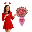 balon foliowy happy valentines day roze w wazonie rozowy betallic 52 shp