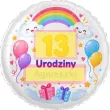 balon foliowy kolorowe urodziny tecza personalizacja bialy 18 rnd