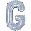 balon foliowy litera g holograficzna srebrny partydeco 14 ltr