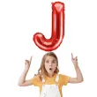 balon foliowy litera j czerwony partydeco 14 ltr