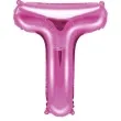 balon foliowy litera t 14 partydeco rozowy ciemny