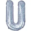 balon foliowy litera u 14 partydeco srebrny holograficzny