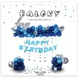 balon foliowy love happy birthday srebrno granatowe partypal zestaw 102 szt