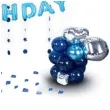 balon foliowy love happy birthday srebrno granatowe partypal zestaw 102 szt