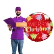 balon foliowy merry christmas choinki czerwony qualatex 18 rnd