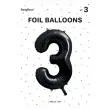 balon foliowy metalizowana cyfra 3 czarny partydeco 33 dgt
