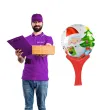 balon foliowy mikolaj z choinka i prezentem 18 hnd