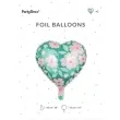balon foliowy serce kwiaty i liscie zielony rozowy partydeco 18 hrt