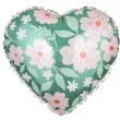 balon foliowy serce kwiaty i liscie zielony rozowy partydeco 18 hrt