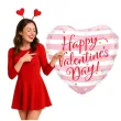 balon foliowy serce w paski happy valentines rozowy qualatex 18 hrt