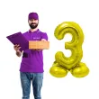 balon foliowy smart cyfra 3 stojaca zloty godan 28 dgt