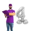 balon foliowy smart cyfra 4 stojaca srebrny godan 28 dgt