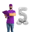 balon foliowy smart cyfra 5 stojaca srebrny godan 28 dgt