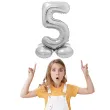 balon foliowy smart cyfra 5 stojaca srebrny godan 28 dgt