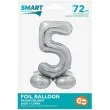 balon foliowy smart cyfra 5 stojaca srebrny godan 28 dgt