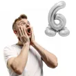 balon foliowy smart cyfra 6 stojaca srebrny godan 28 dgt