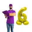balon foliowy smart cyfra 6 stojaca zloty godan 28 dgt