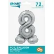 balon foliowy smart cyfra 8 stojaca srebrny godan 28 dgt