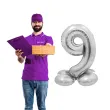 balon foliowy smart cyfra 9 stojaca srebrny godan 28 dgt