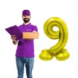 balon foliowy smart cyfra 9 stojaca zloty godan 28 dgt