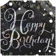 balon foliowy sparkling happy birthday czarny amscan 18 str