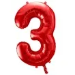 balon foliowy urodziny cyfra 3 czerwony partydeco 34 dgt