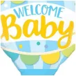 balon foliowy welcome baby latajacy balon niebieski qualatex 42 shp