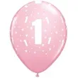 balony 1 urodziny rozowy jasny qualatex 11 6 szt