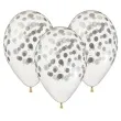 balony 13 konfetti srebrne transparentne 5 szt