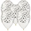 balony 13 konfetti srebrne transparentne 5 szt