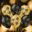 balony 16 urodziny classy party czarno zlote metalic 12 pd party 6 szt