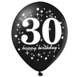 balony 30 urodziny czarno zlote partypal 12 6 szt