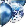 balony chrom mix z konfetti niebieskie partypal zestaw