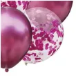 balony chrom mix z konfetti rozowe partypal zestaw
