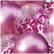balony chrom mix z konfetti rozowe partypal zestaw
