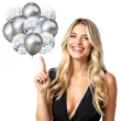 balony chrom mix z konfetti srebrne partypal zestaw