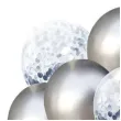 balony chrom mix z konfetti srebrne partypal zestaw