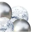 balony chrom mix z konfetti srebrne partypal zestaw