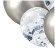 balony chrom mix z konfetti srebrne partypal zestaw