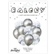 balony chrom mix z konfetti srebrne partypal zestaw