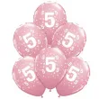 balony cyfra 5 rozowe qualatex 12 6 szt
