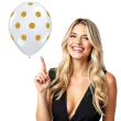 balony grochy zlote biale qualatex 11 25 szt