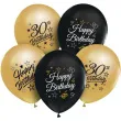 balony happy birthday 30 beauty and charm zloto czarny godan 12 5 szt