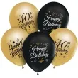 balony happy birthday 40 beauty and charm zloto czarny godan 12 5 szt
