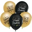 balony happy birthday 50 beauty and charm zloto czarny godan 12 5 szt