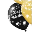 balony happy birthday bialo zloto czarne partypal 12 6 szt